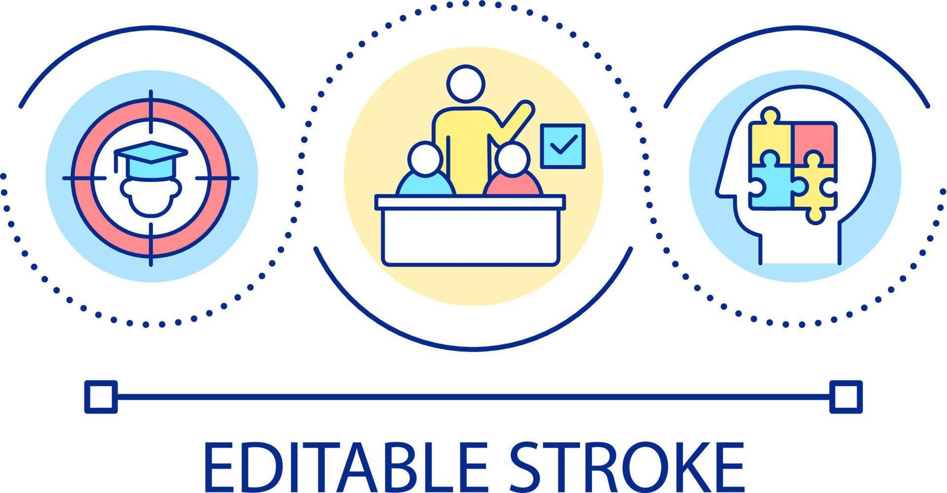 Focusing on students loop concept icon. Healthy learning environment. Principles of studying abstract idea thin line illustration. Isolated outline drawing. Editable stroke vector