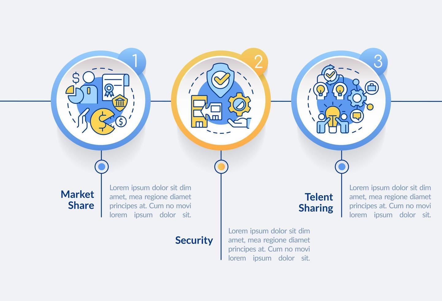 fusión objetivos circulo infografía modelo. negocio estrategia. datos visualización con 3 pasos. editable cronograma informacion cuadro. flujo de trabajo diseño con línea íconos vector