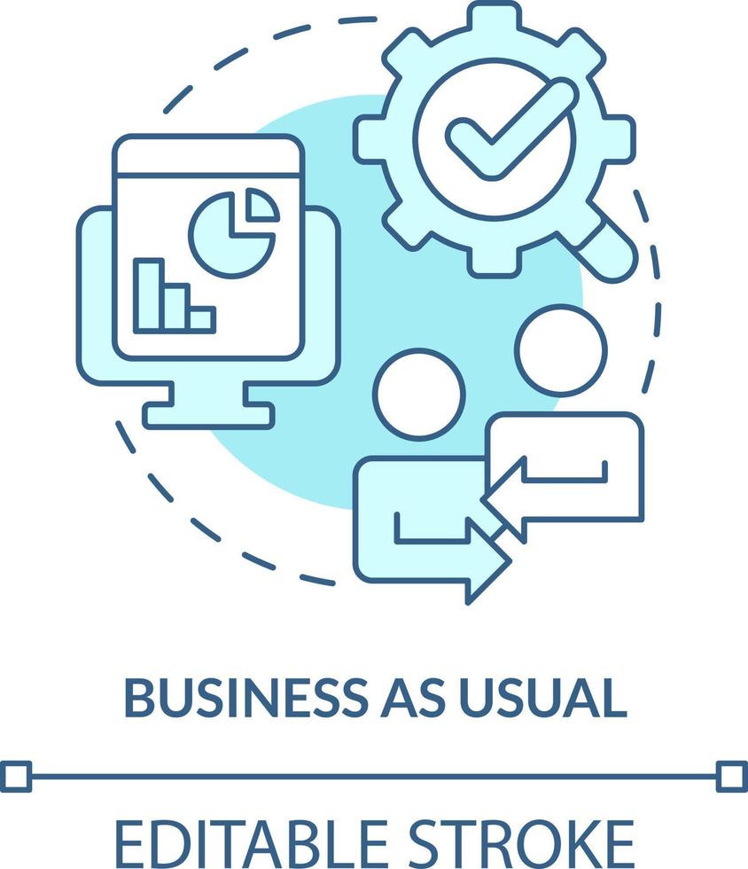 Business as usual turquoise concept icon. Manage and maintain. Stage of merger abstract idea thin line illustration. Isolated outline drawing. Editable stroke vector