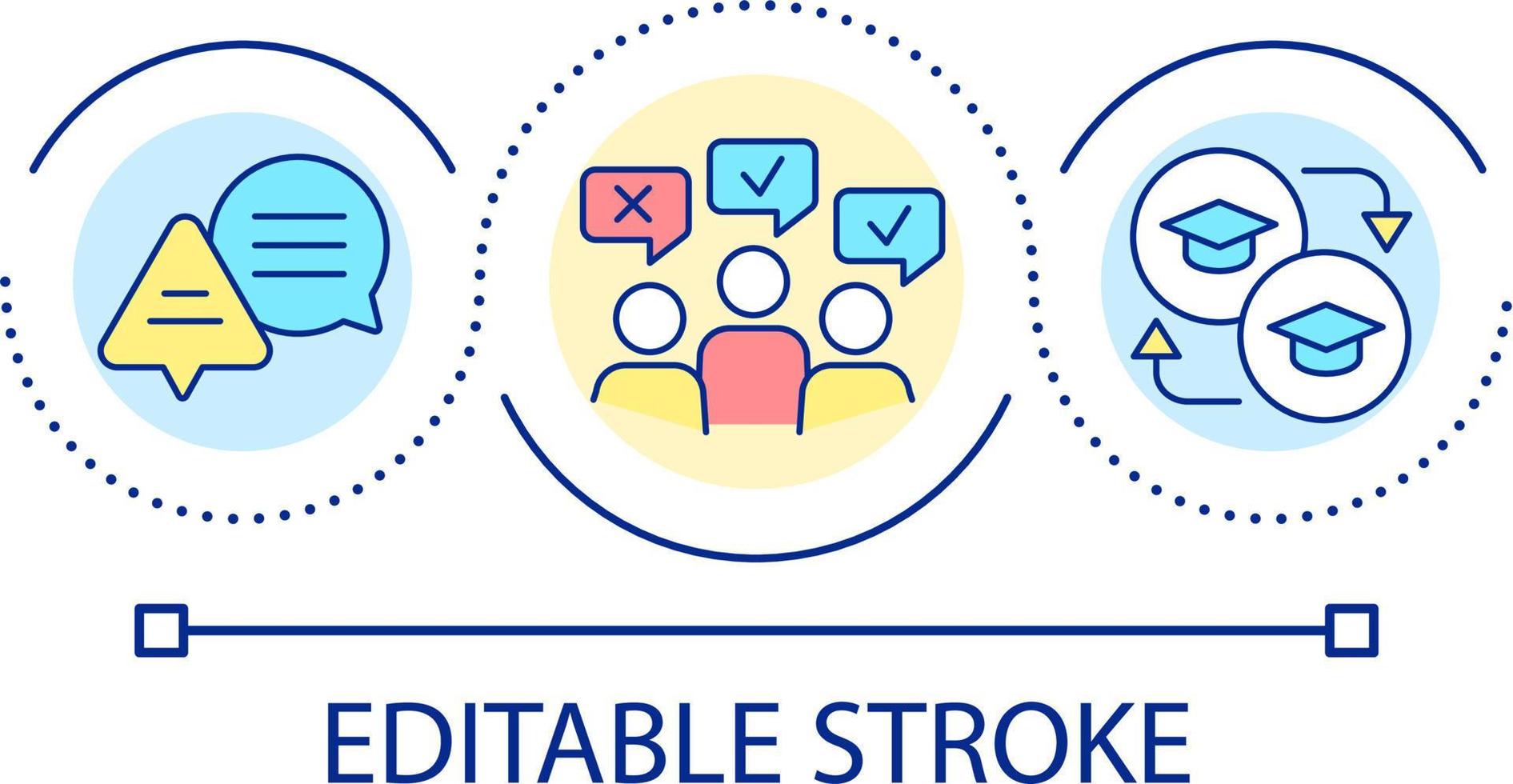 Personal approach to different students loop concept icon. Principle of learning. Recognise differences abstract idea thin line illustration. Isolated outline drawing. Editable stroke vector