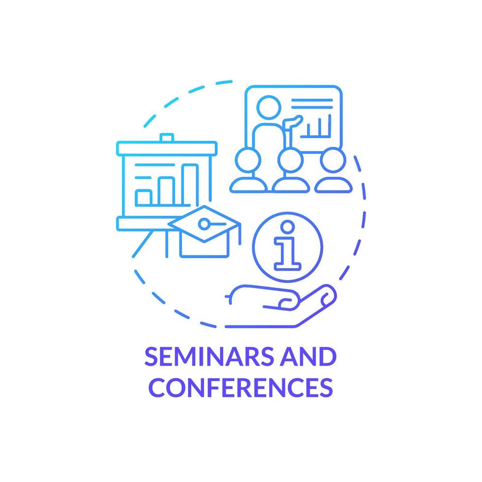 Seminars and conferences blue gradient concept icon. Business work. Type of corporate events abstract idea thin line illustration. Isolated outline drawing vector