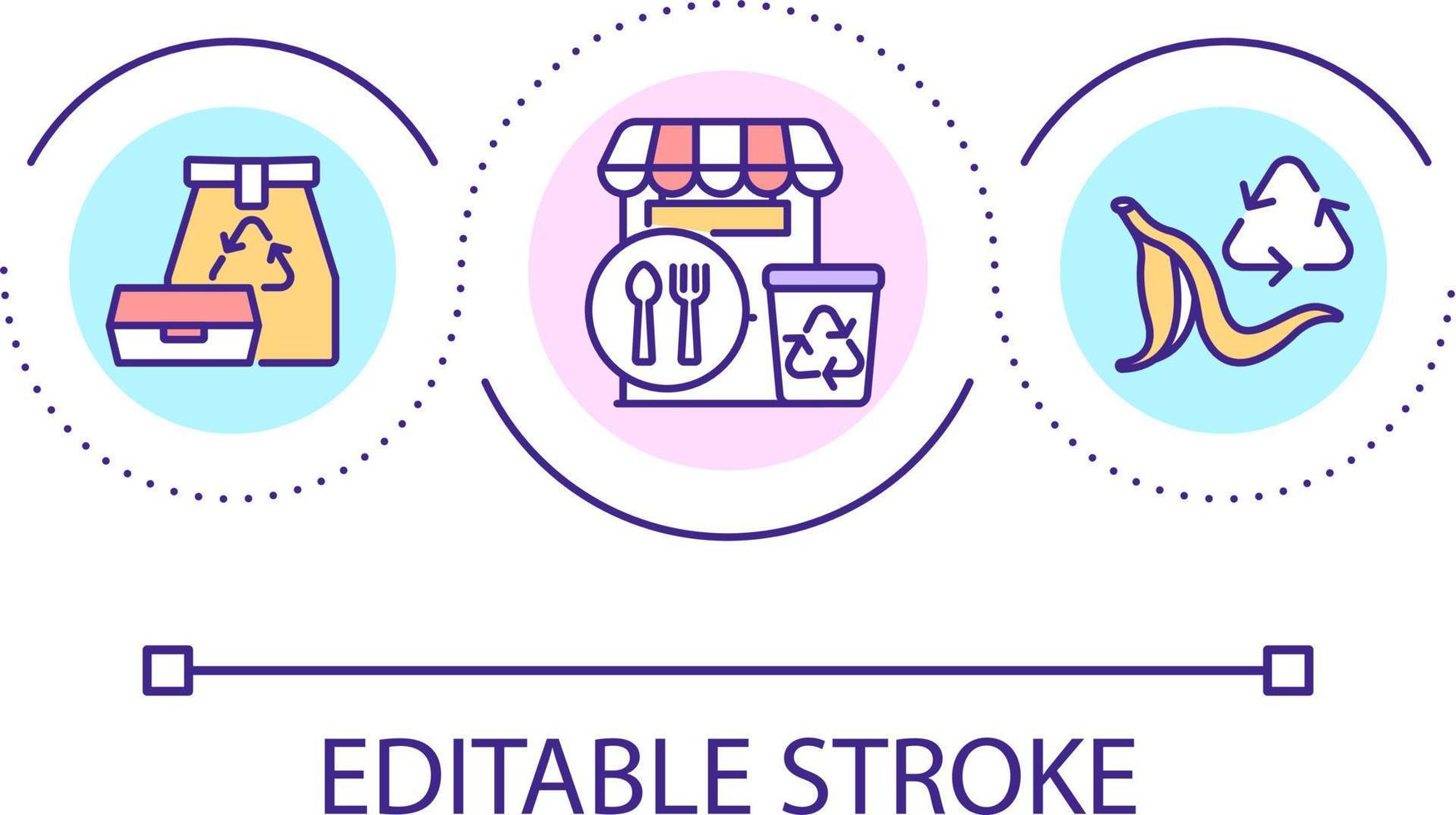Recycling program in restaurant loop concept icon. Eco friendly food service establishment abstract idea thin line illustration. Isolated outline drawing. Editable stroke vector