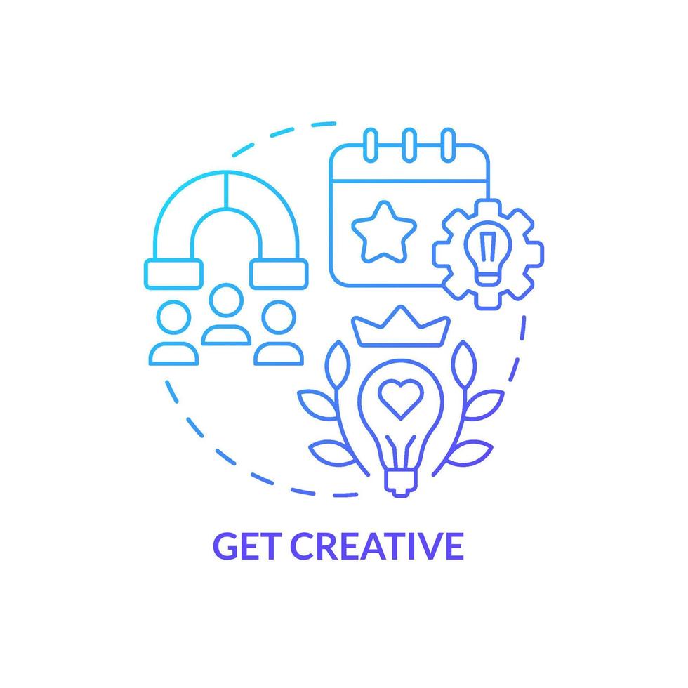 Get creative blue gradient concept icon. Unique offer. Increasing business meeting attendance abstract idea thin line illustration. Isolated outline drawing vector