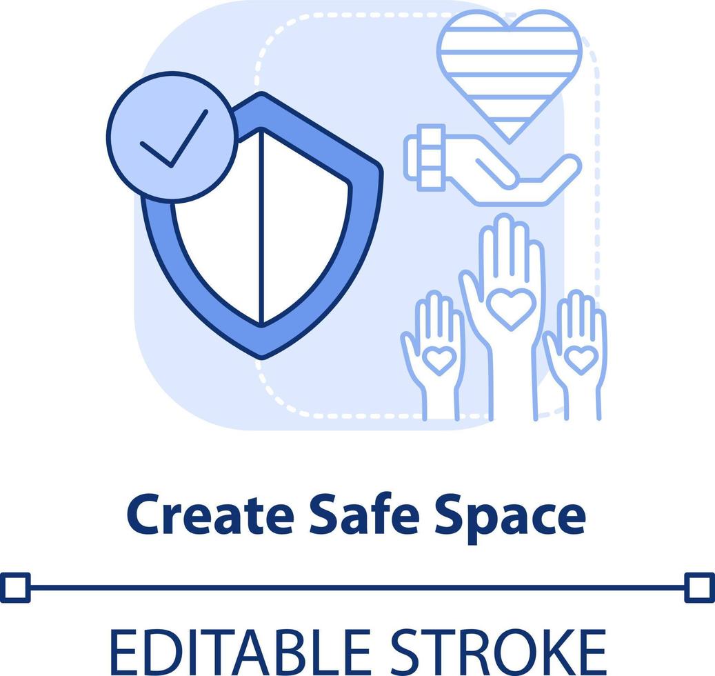 Create safe space light blue concept icon. Helping others. Supporting LGBT youth abstract idea thin line illustration. Isolated outline drawing. Editable stroke vector