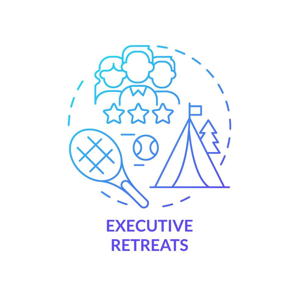Executive retreats blue gradient concept icon. Informal communication. Type of corporate events abstract idea thin line illustration. Isolated outline drawing vector
