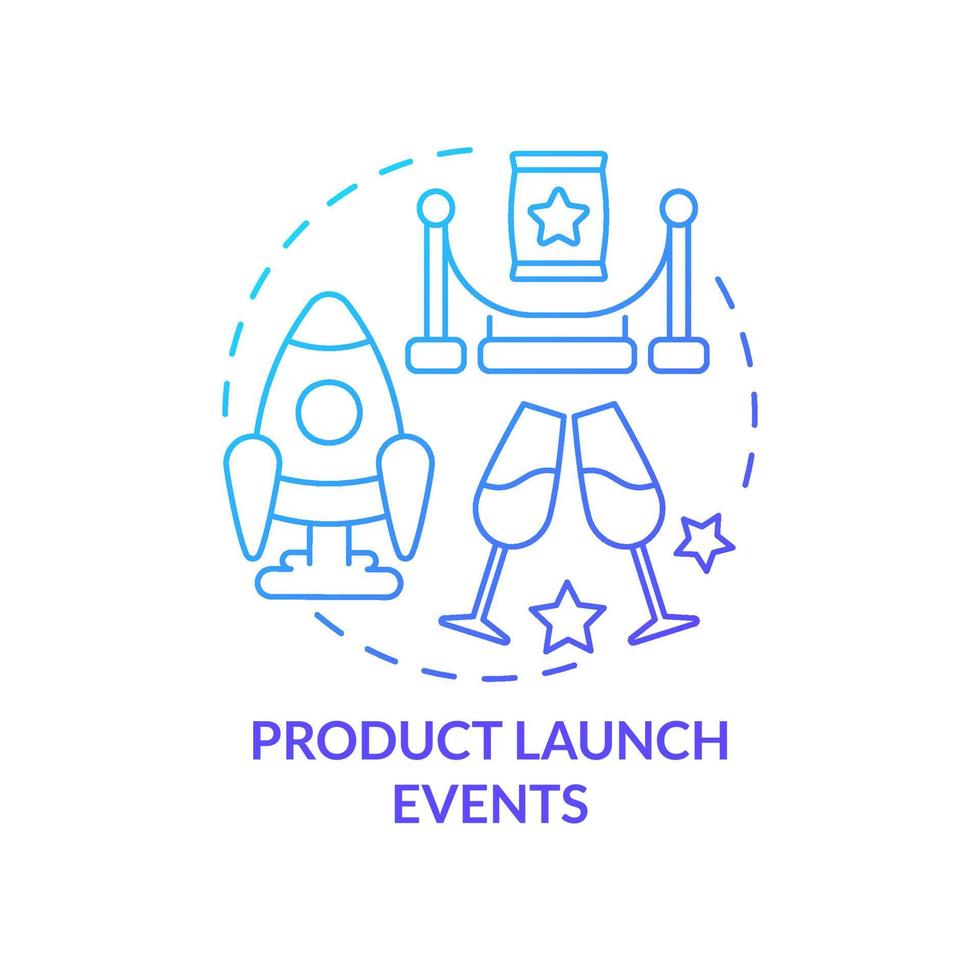 Product launch events blue gradient concept icon. Business presentation. Corporate promotional abstract idea thin line illustration. Isolated outline drawing vector