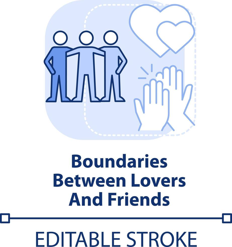 Boundaries between lovers and friends light blue concept icon. LGBT couples issues abstract idea thin line illustration. Isolated outline drawing. Editable stroke vector