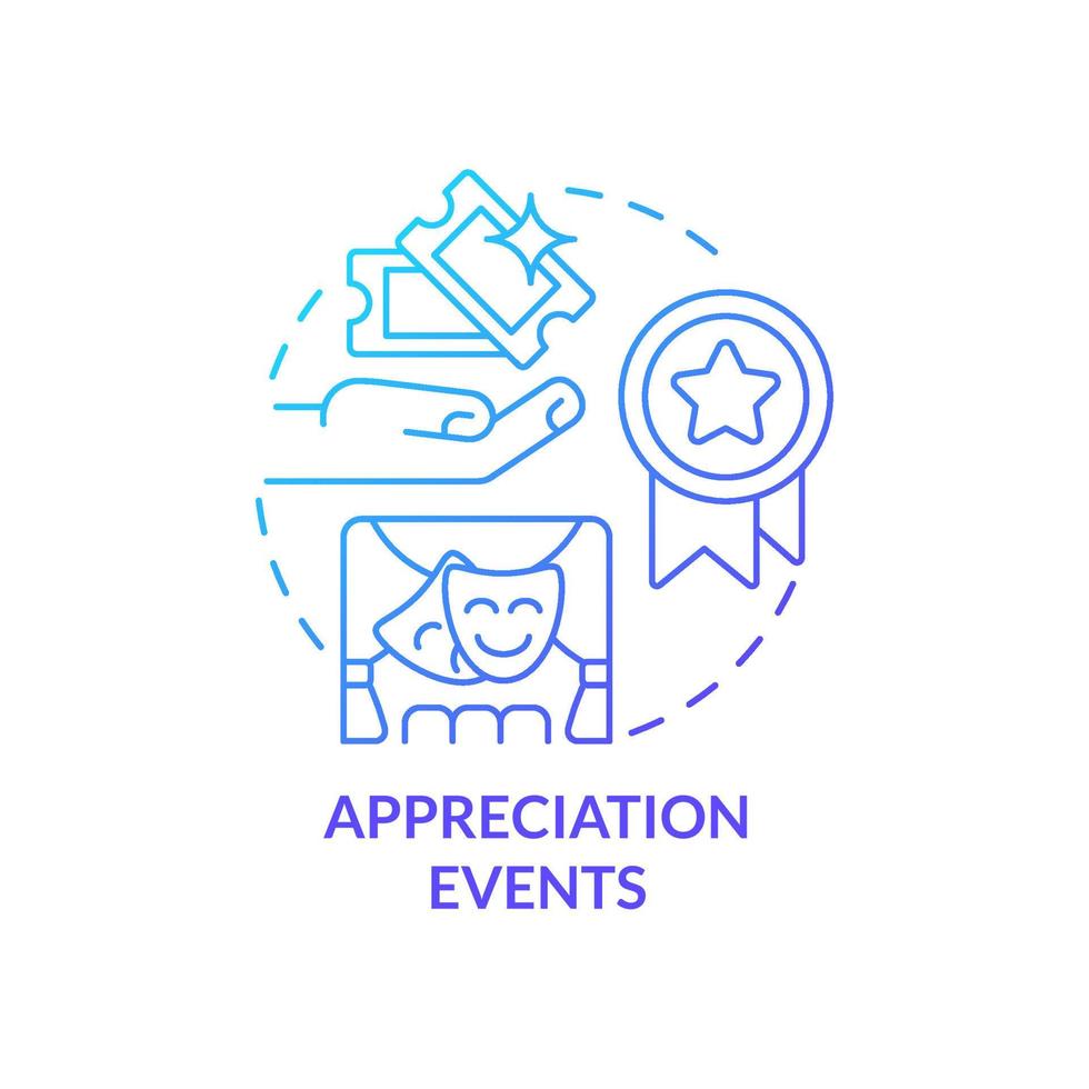 Appreciation events blue gradient concept icon. Informal environment. Corporate entertainment abstract idea thin line illustration. Isolated outline drawing vector