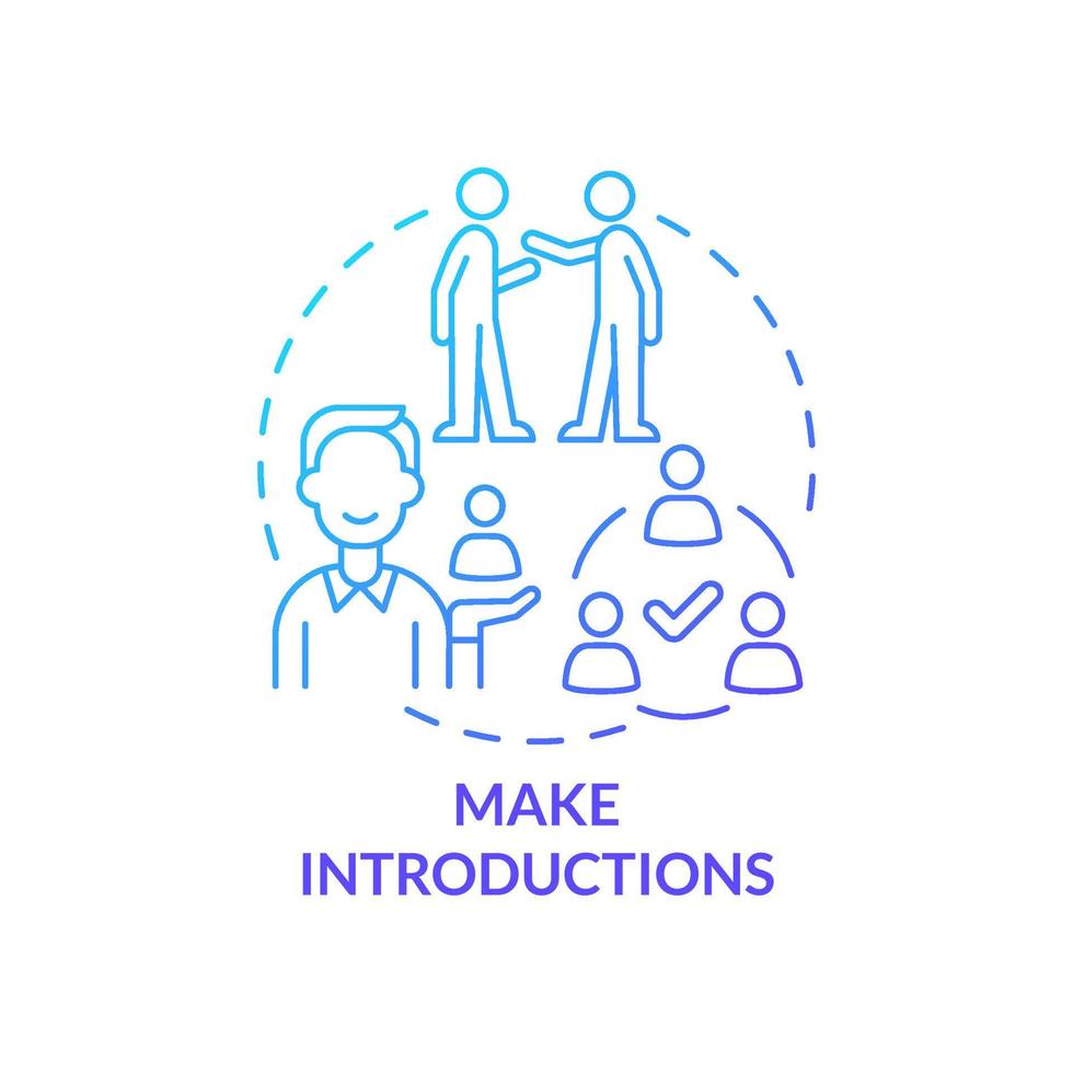 Make introductions blue gradient concept icon. Communication. Common business event etiquette rule abstract idea thin line illustration. Isolated outline drawing vector