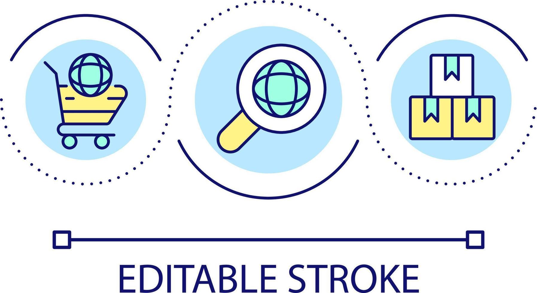 Importing foreign goods loop concept icon. Selling items internationally abstract idea thin line illustration. Global market. Supply chain. Isolated outline drawing. Editable stroke vector