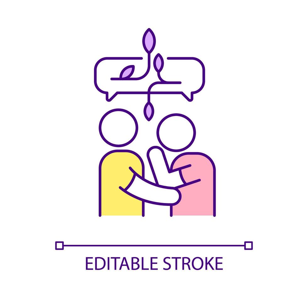 Healthiest way to communicate RGB color icon. Conflict resolution. Effective exchange of feelings. Isolated vector illustration. Simple filled line drawing. Editable stroke