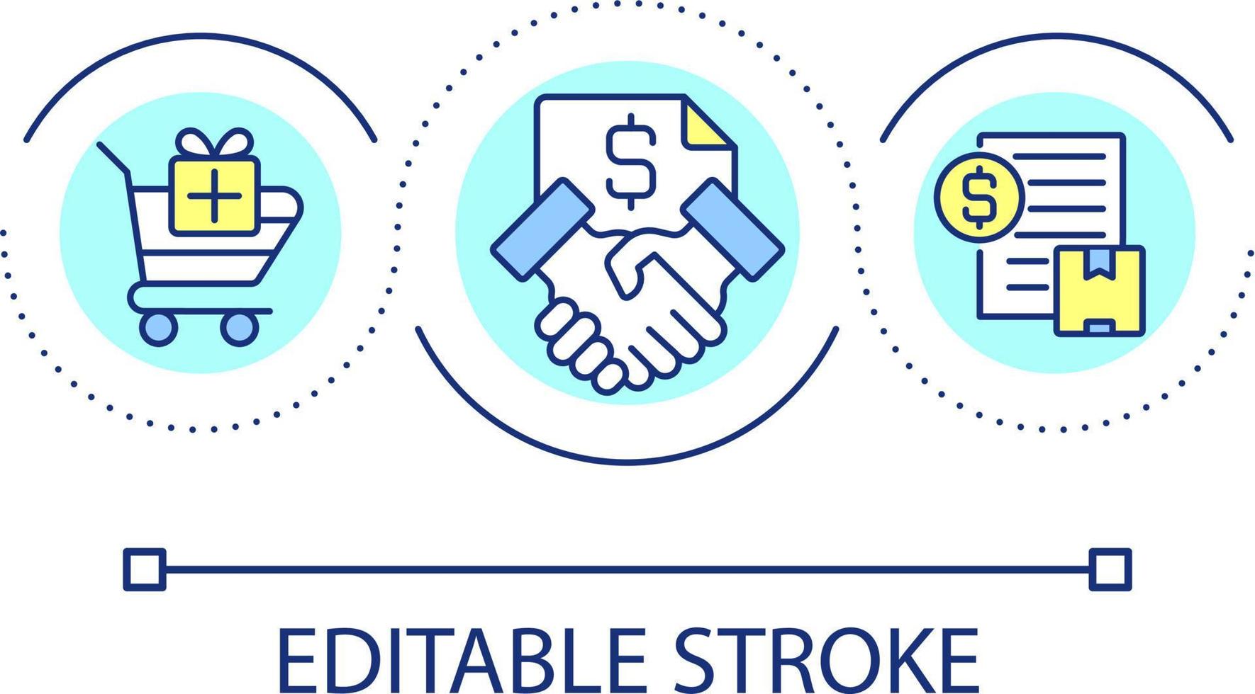 Purchasing contract loop concept icon. Incentives in procurement abstract idea thin line illustration. Financial agreement. Acquisition. Isolated outline drawing. Editable stroke vector