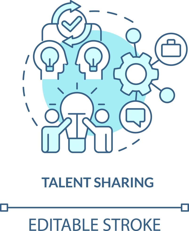 Talent sharing turquoise concept icon. Different expertise. Merger objective abstract idea thin line illustration. Isolated outline drawing. Editable stroke vector