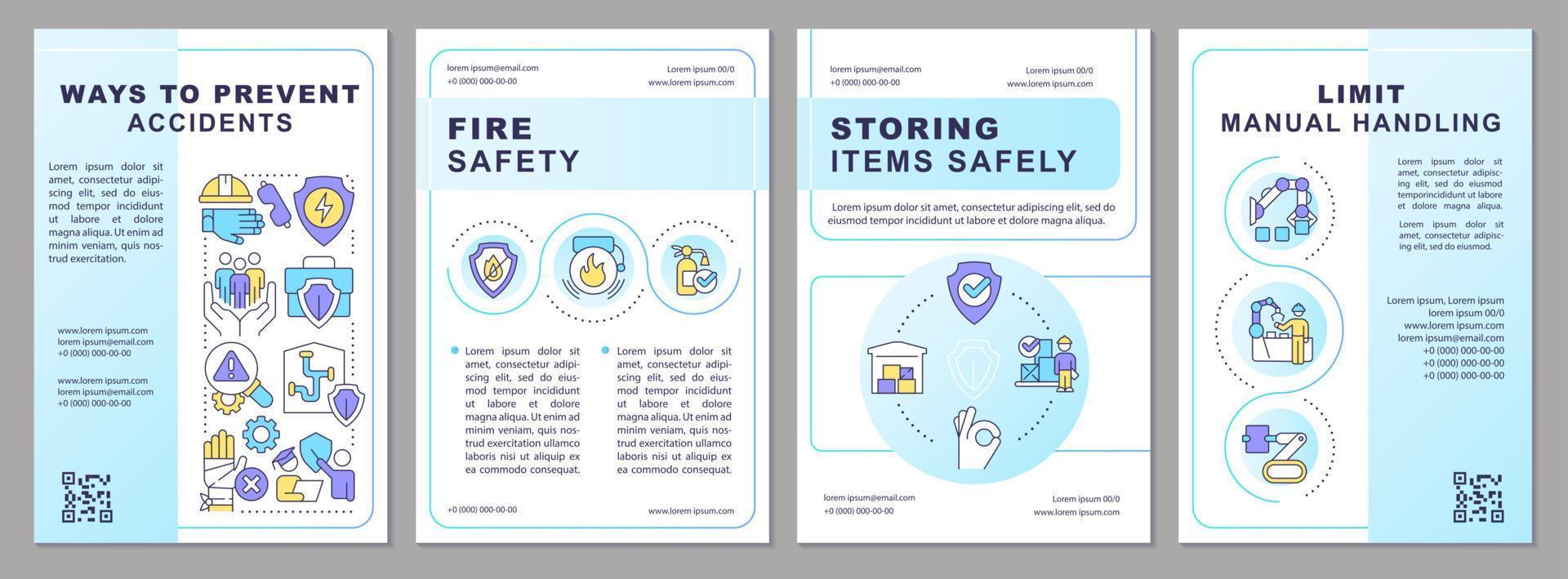 formas a evitar accidentes folleto modelo. sano espacio de trabajo folleto diseño con lineal iconos editable 4 4 vector diseños para presentación, anual informes