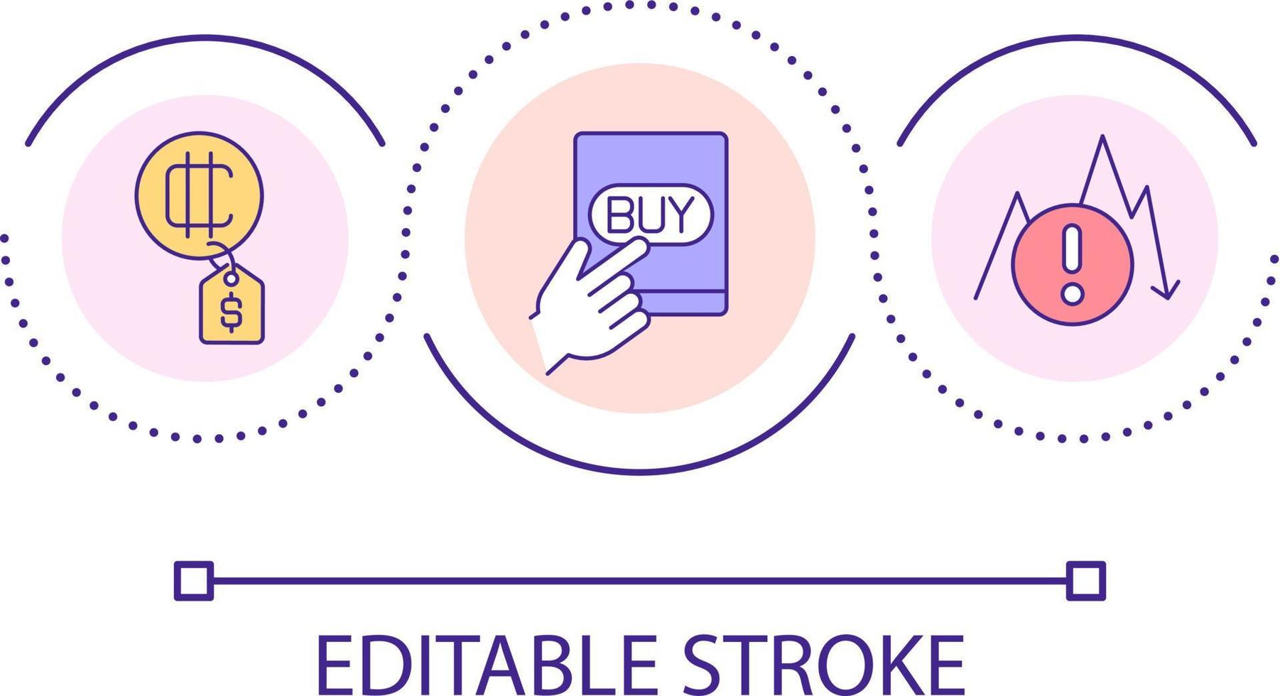 Crypto investment risks loop concept icon. Digital stock market. Cryptocurrency trade abstract idea thin line illustration. Isolated outline drawing. Editable stroke vector