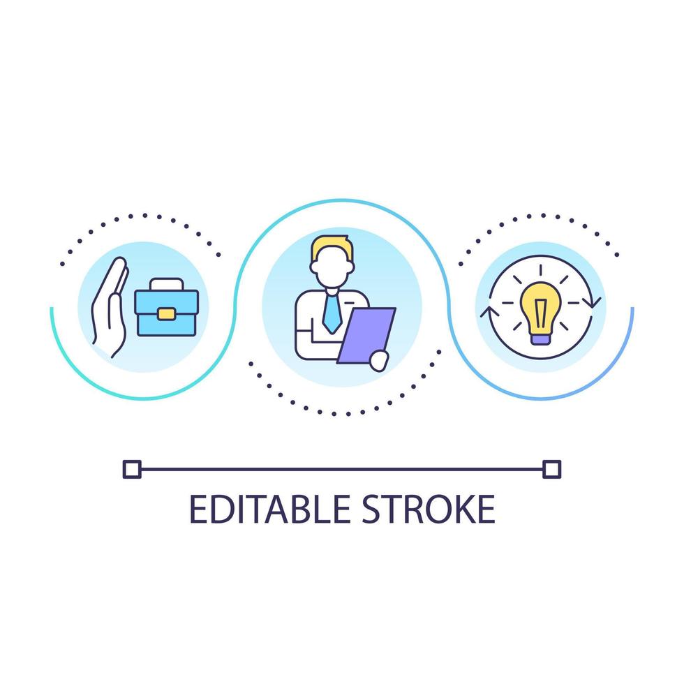 Rethink hiring process loop concept icon. Human resources improvement. Confirmation bias in business abstract idea thin line illustration. Isolated outline drawing. Editable stroke vector