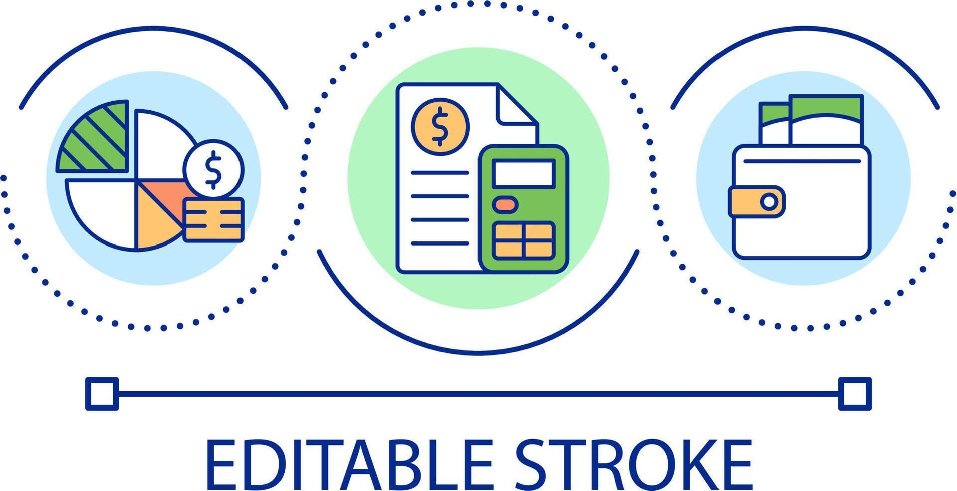 Planning expenses loop concept icon. Revenue and expenditures. Calculating spendings abstract idea thin line illustration. Isolated outline drawing. Editable stroke vector