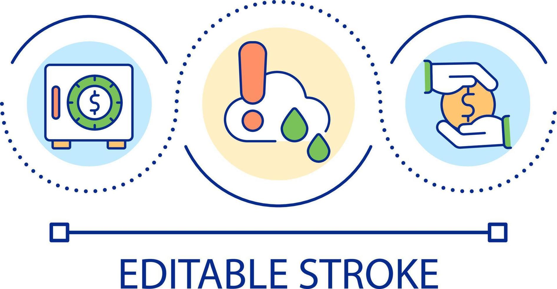 Money savings loop concept icon. Rainy day fund. Emergency account. Financial risks prevention abstract idea thin line illustration. Isolated outline drawing. Editable stroke vector