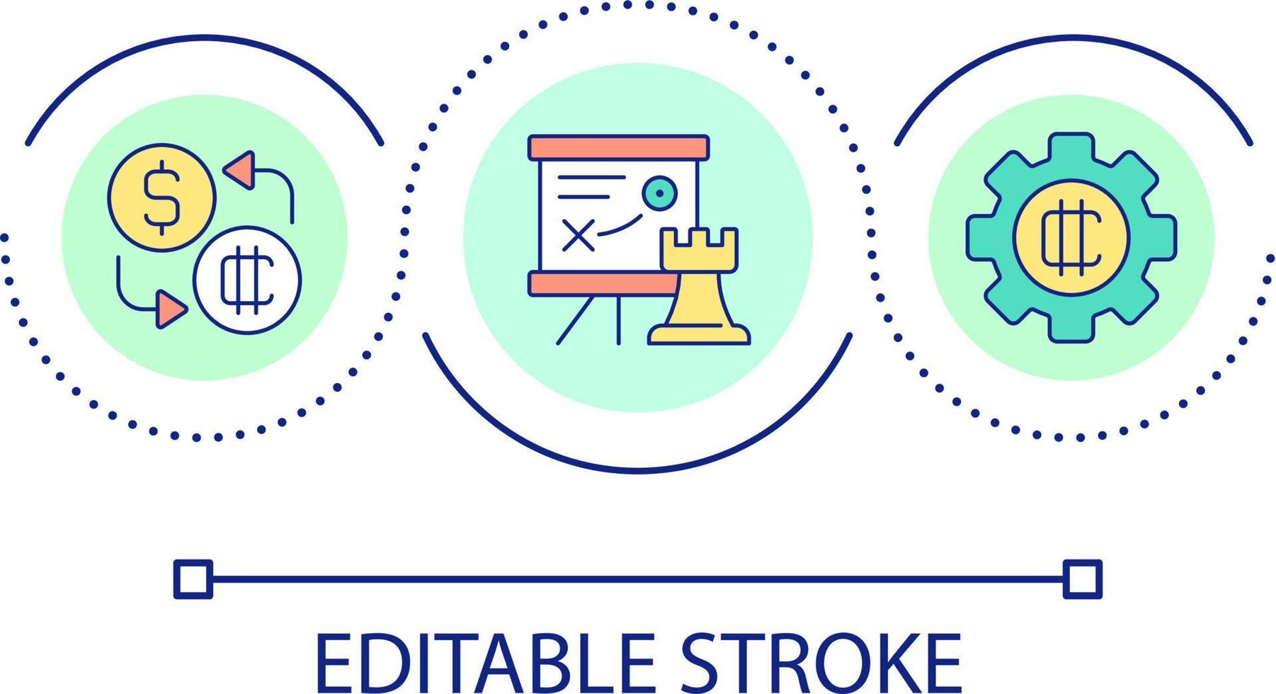 Build crypto trade strategy loop concept icon. Stock market analytics. Blockchain and mining abstract idea thin line illustration. Isolated outline drawing. Editable stroke vector