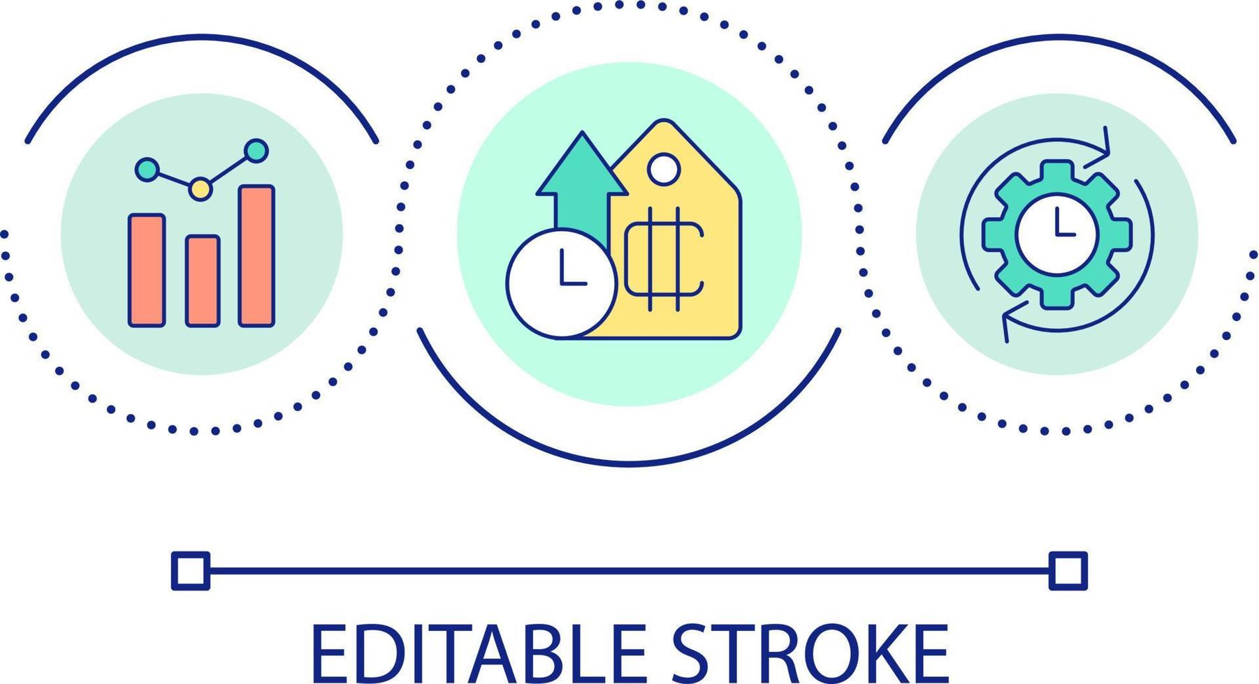 Growing rate of cryptocurrency loop concept icon. Long term investment. Digital currency advantages abstract idea thin line illustration. Isolated outline drawing. Editable stroke vector