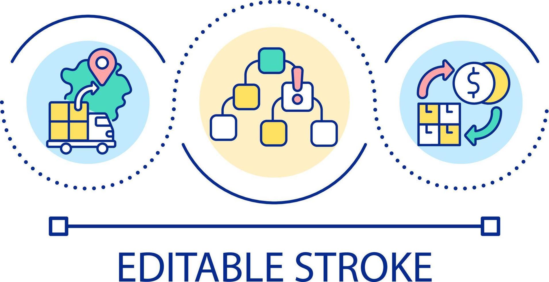 Delivery process loop concept icon. Supply chain. Business organization and structure abstract idea thin line illustration. Isolated outline drawing. Editable stroke vector