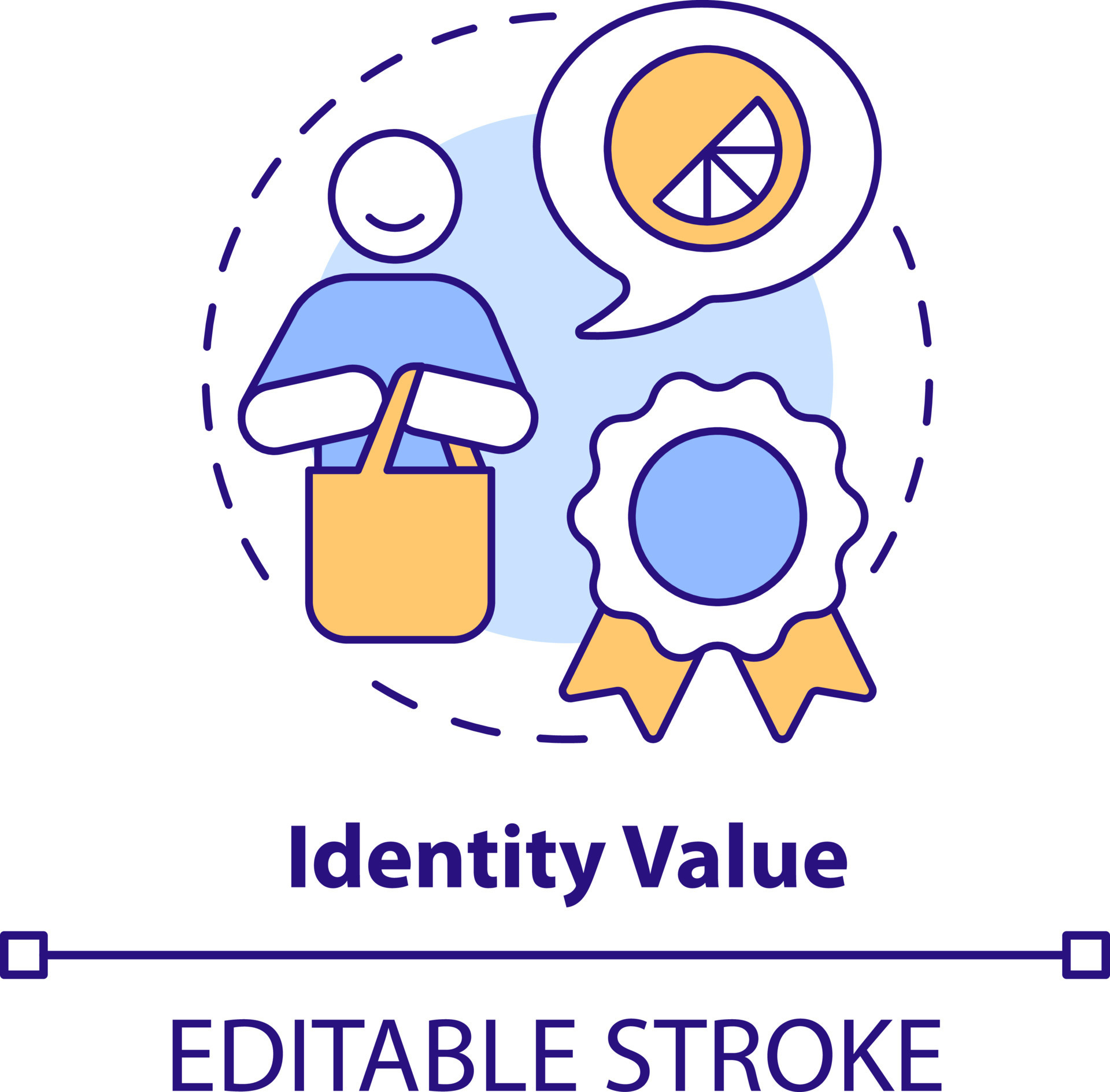 Identity value concept icon. Items of personal reputation. Product