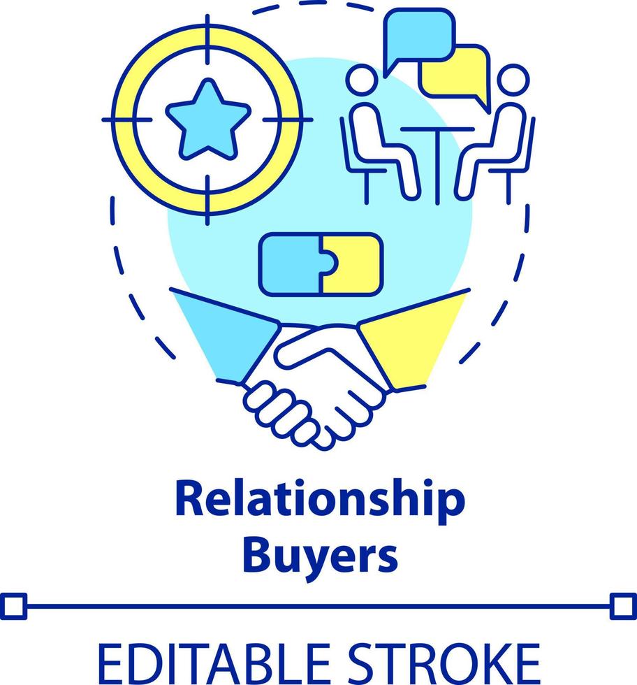 Relationship buyers concept icon. Loyal clients. Dealing with customers abstract idea thin line illustration. Isolated outline drawing. Editable stroke vector