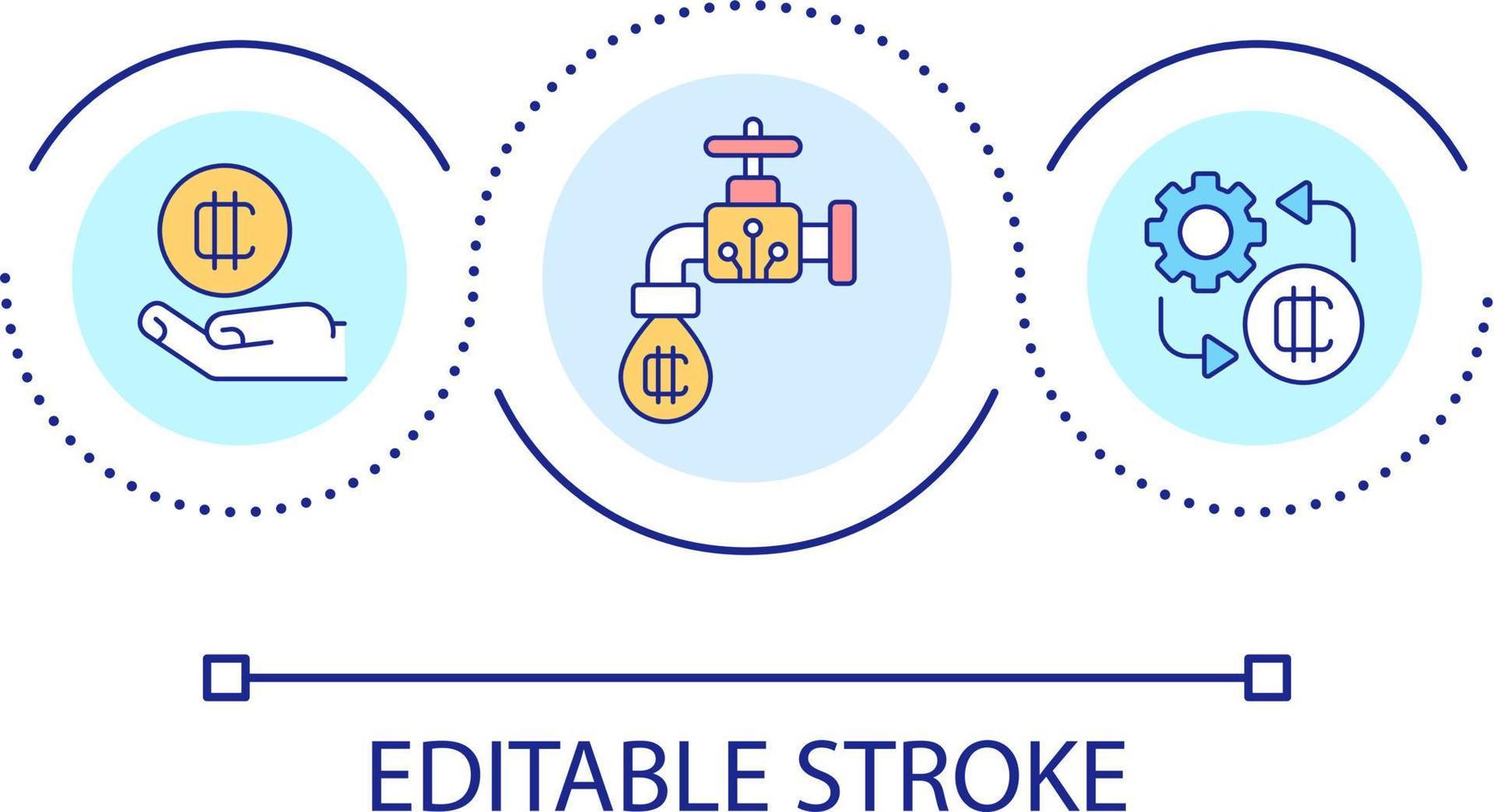 Crypto faucets loop concept icon. Way to get free digital tokens