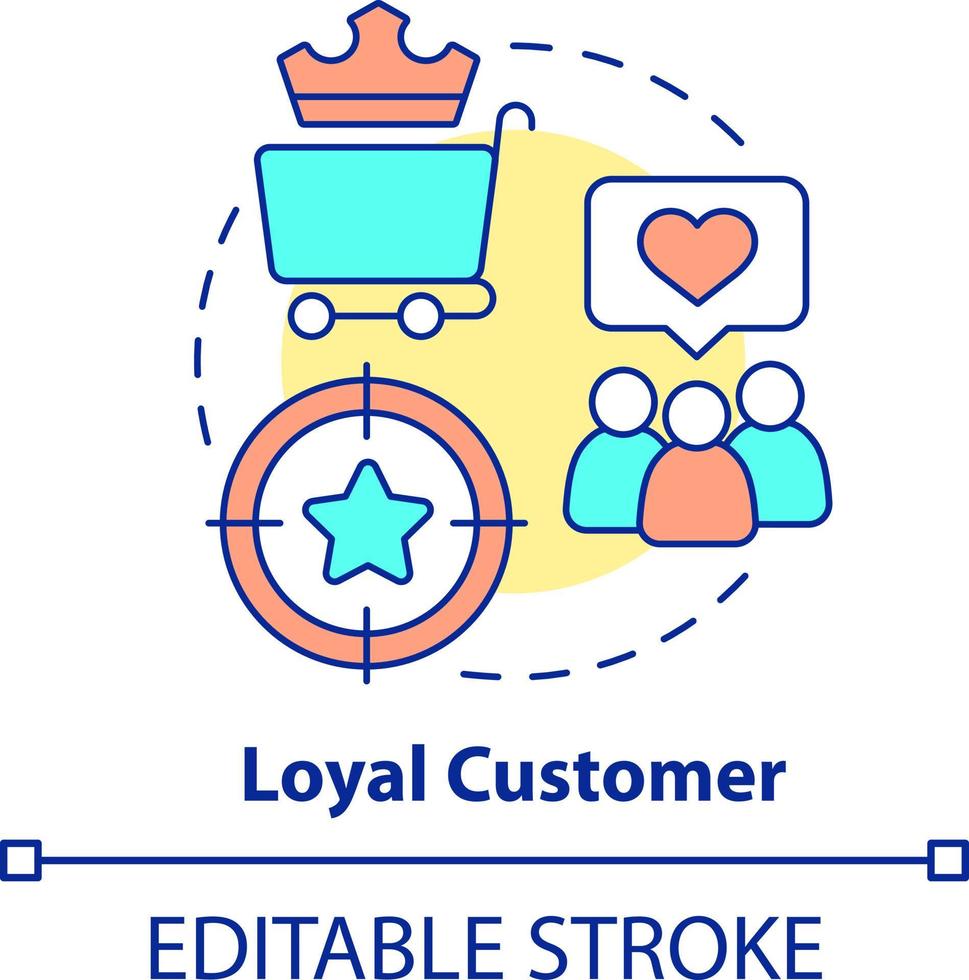 Loyal customers concept icon. Users with positive experience. Type of clients abstract idea thin line illustration. Isolated outline drawing. Editable stroke vector
