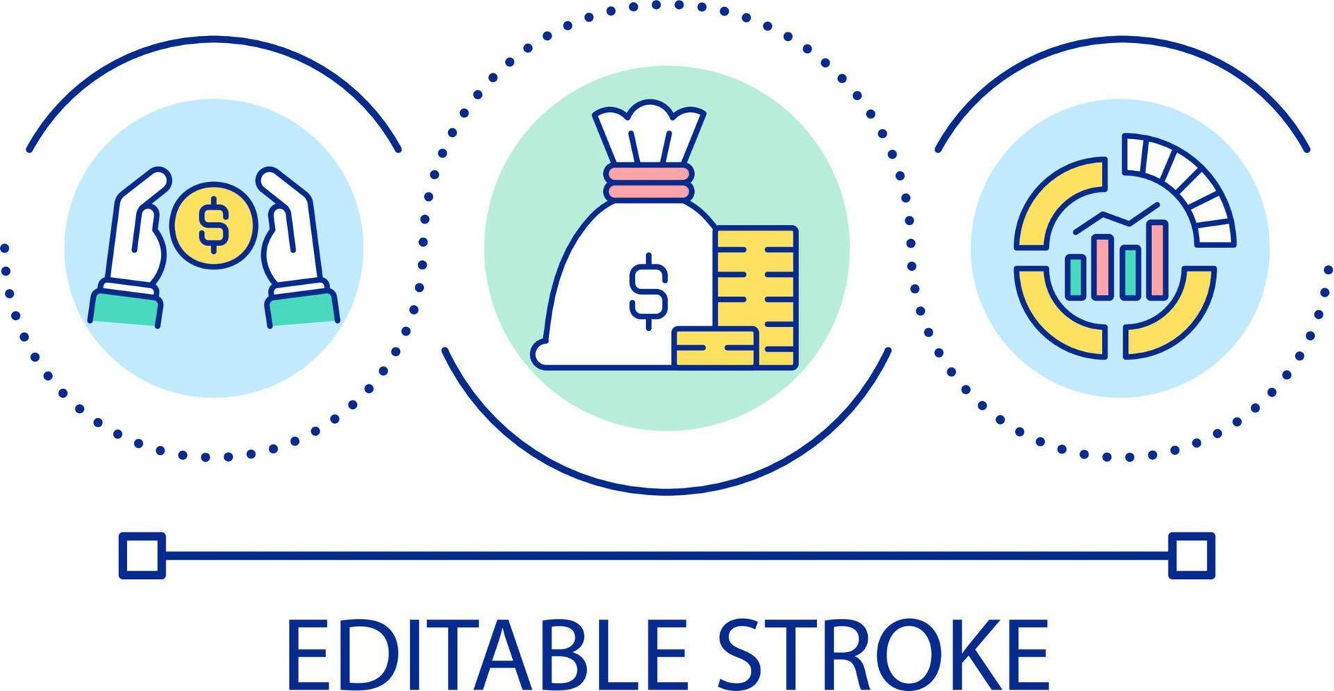 Financial forecasting loop concept icon. Business performance prediction. Estimated profit abstract idea thin line illustration. Isolated outline drawing. Editable stroke vector