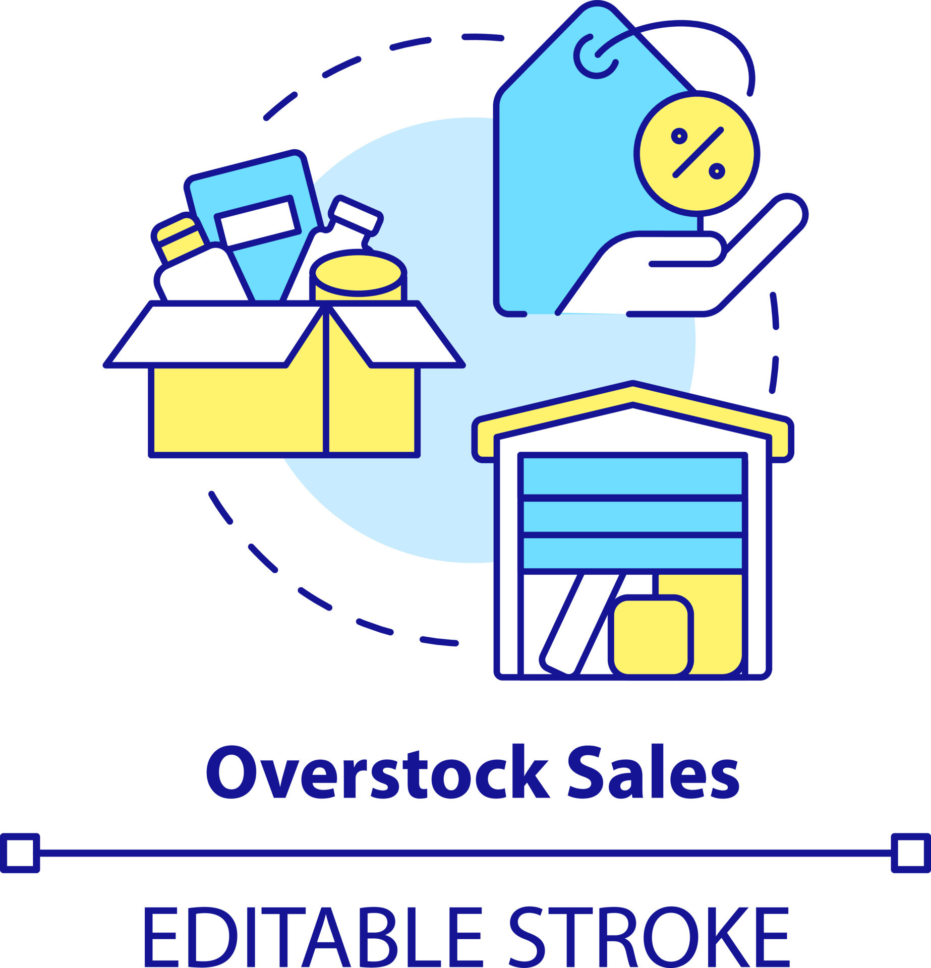 Overstock sales concept icon. Move inventory for low price. Discounts