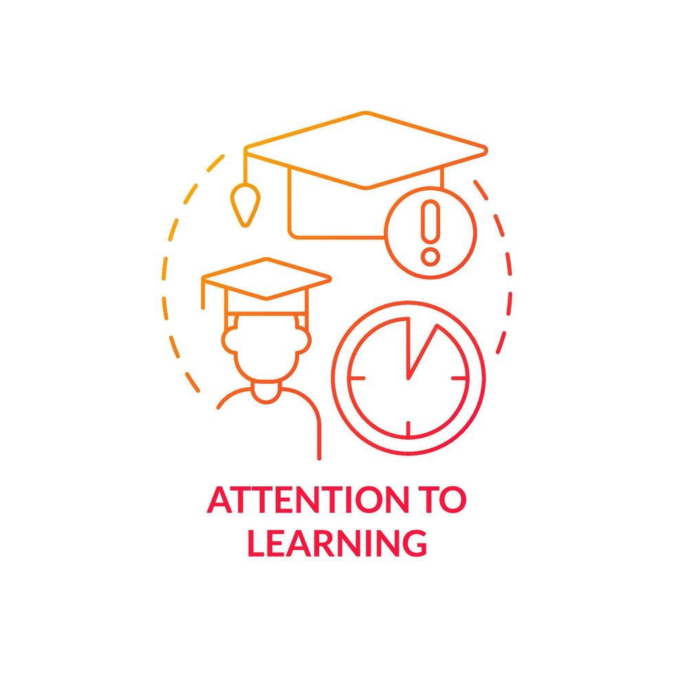 Attention to learning red gradient concept icon. Problem with corporate training abstract idea thin line illustration. Struggle to meet deadlines. Isolated outline drawing vector