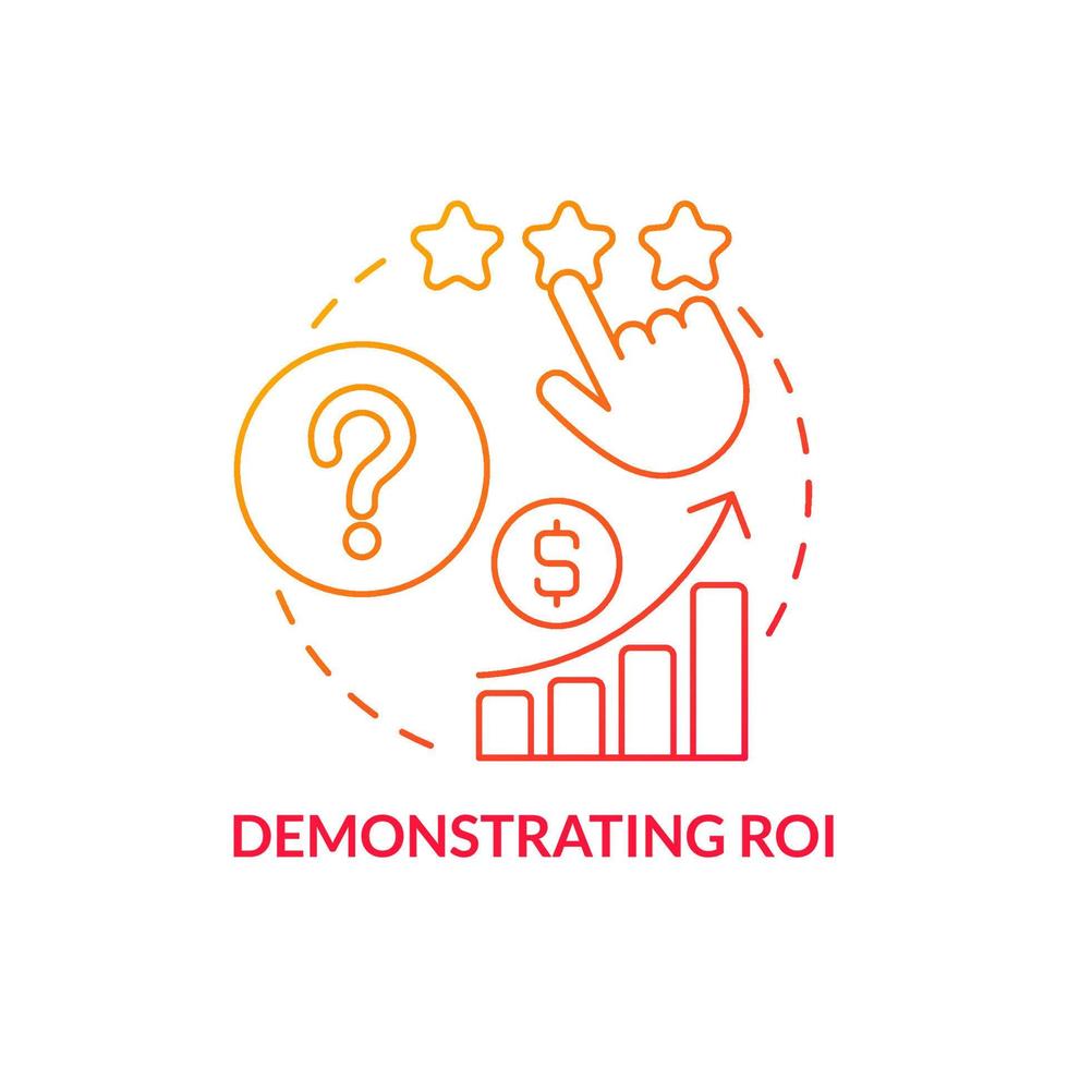 Demonstrating ROI red gradient concept icon. Problem with corporate training abstract idea thin line illustration. Measure student effectiveness. Isolated outline drawing vector