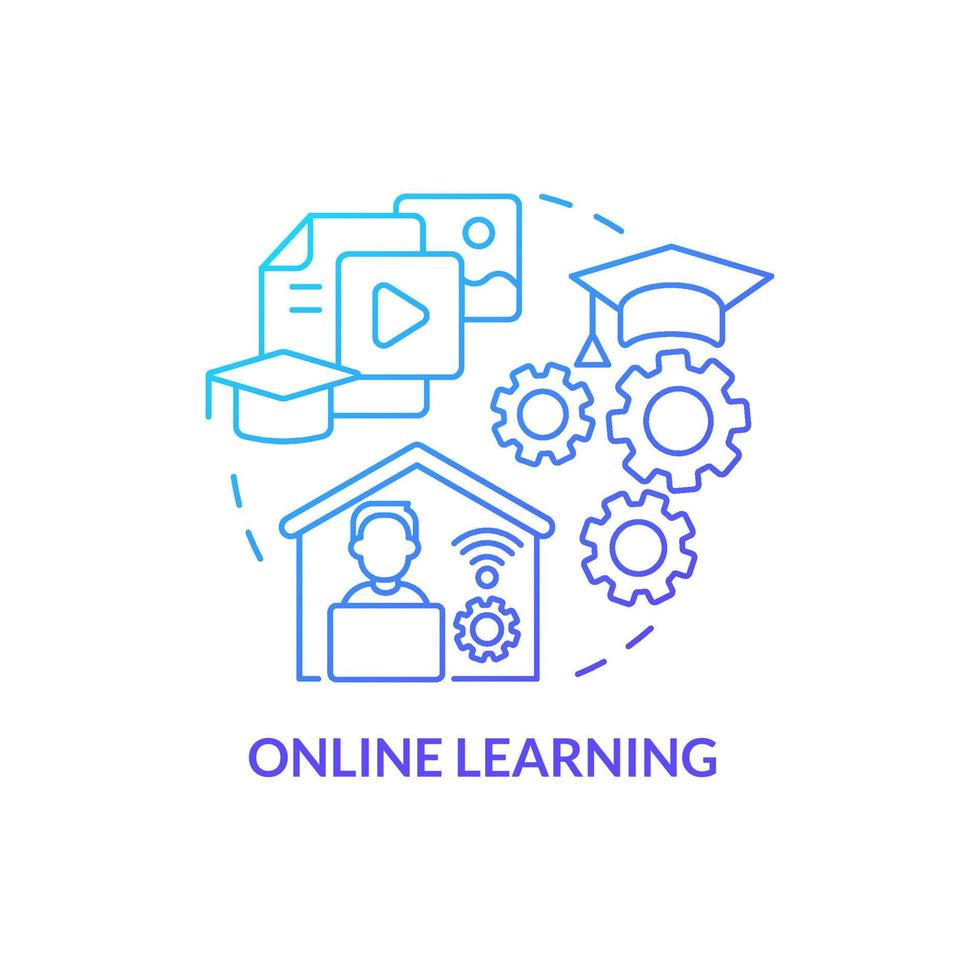 Online learning blue gradient concept icon. Organizing corporate training event abstract idea thin line illustration. Remote education. Elearning. Isolated outline drawing vector