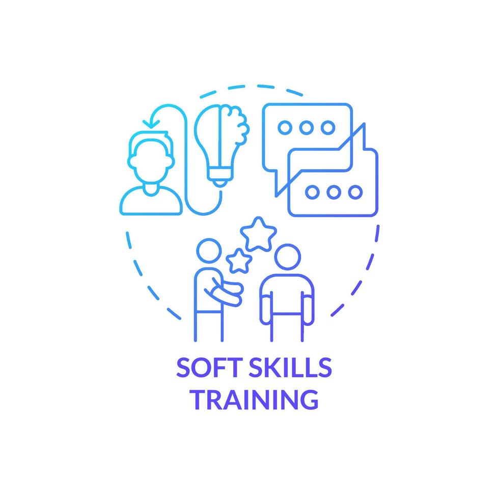 Soft skills training blue gradient concept icon. Employee development programs type abstract idea thin line illustration. Communication abilities. Isolated outline drawing vector