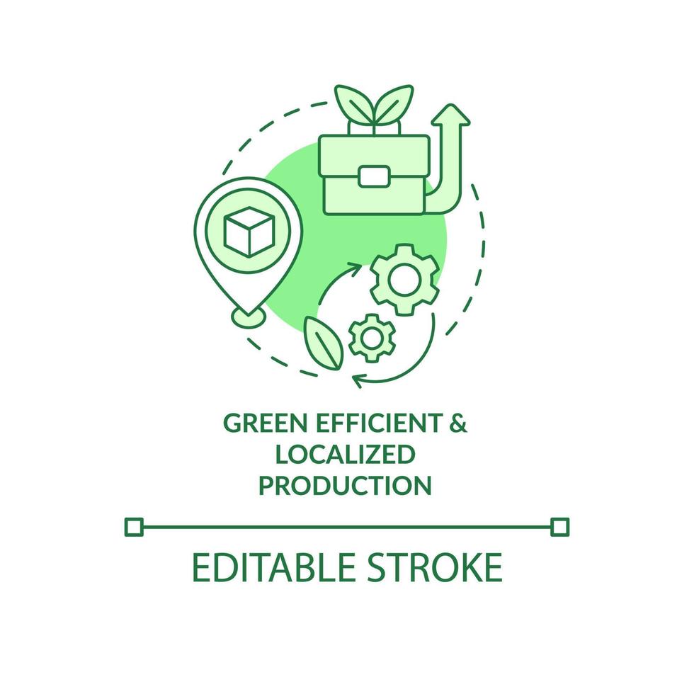 Eco-efficient and localized production green concept icon. Sustainable business abstract idea thin line illustration. Isolated outline drawing. Editable stroke vector