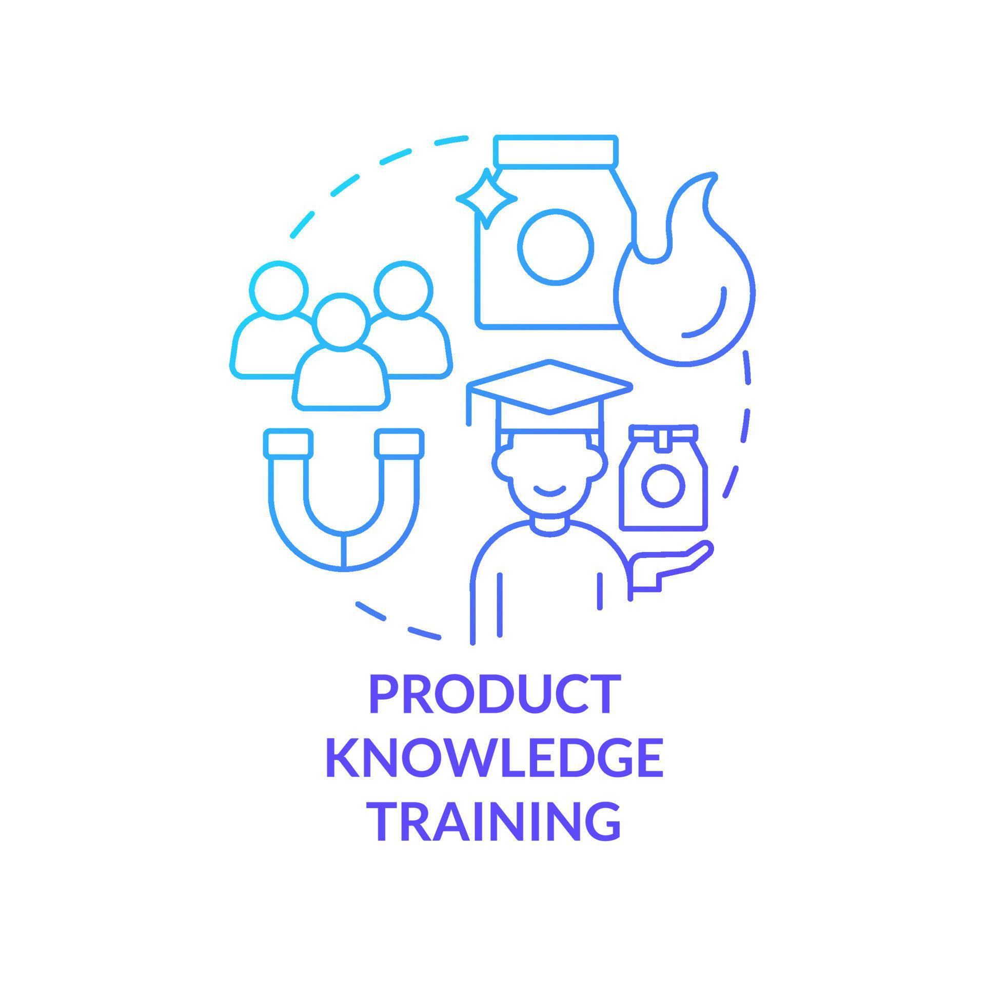 Product knowledge training blue gradient concept icon Corporate