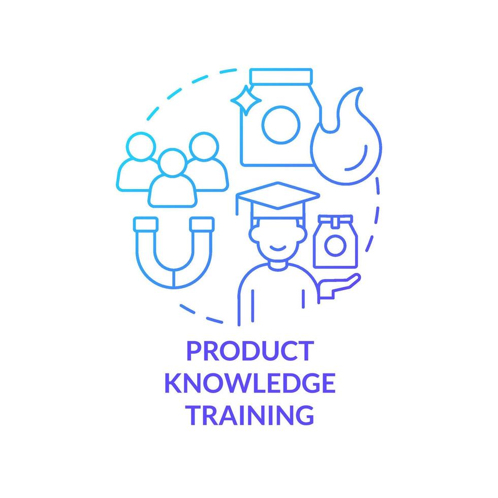 Product knowledge training blue gradient concept icon. Corporate