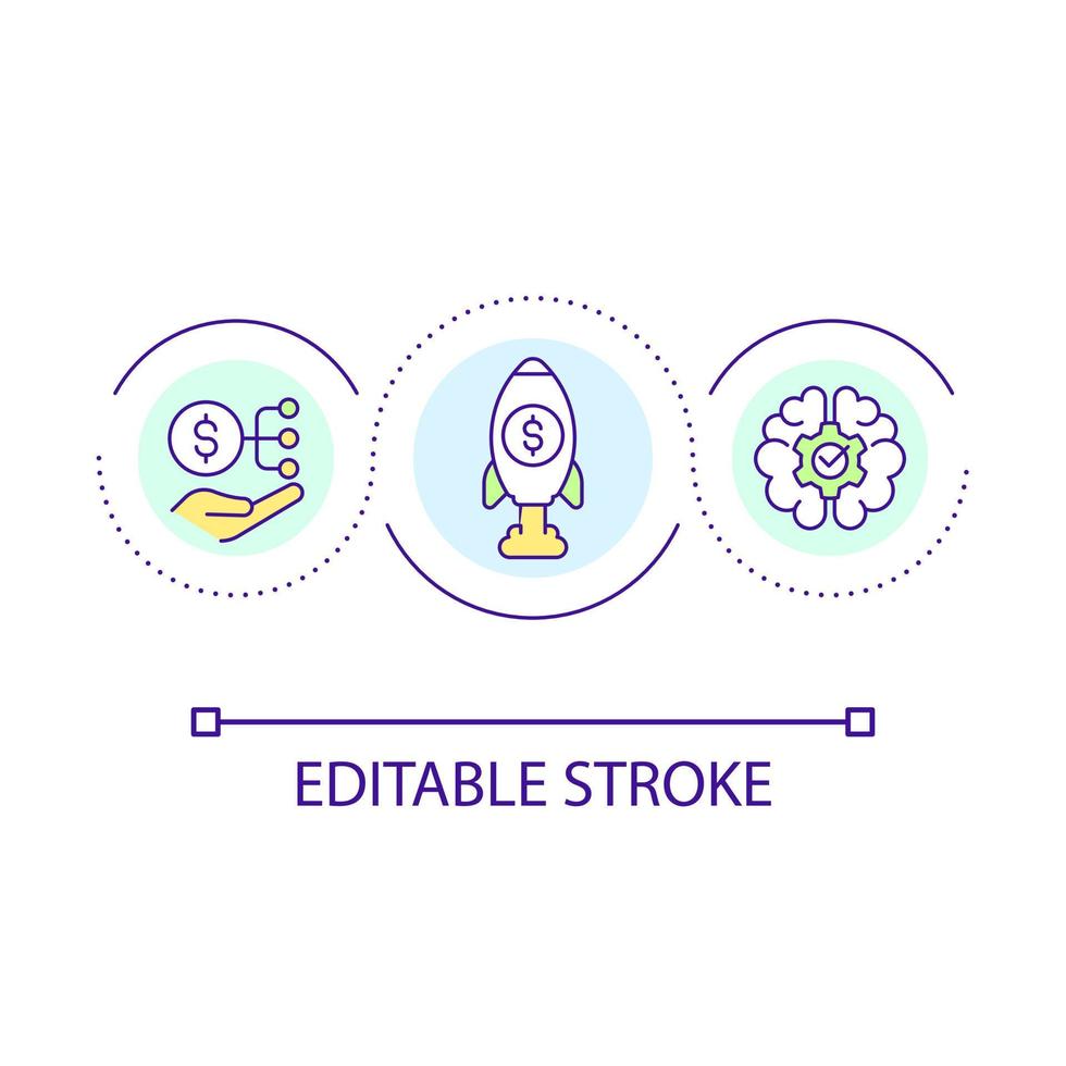 Boost income loop concept icon. Improve financial situation. Profitable business strategy abstract idea thin line illustration. Isolated outline drawing. Editable stroke vector