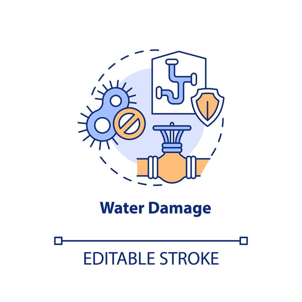 Water damage concept icon. Prevent flooding. Way to minimize common accidents abstract idea thin line illustration. Isolated outline drawing. Editable stroke vector
