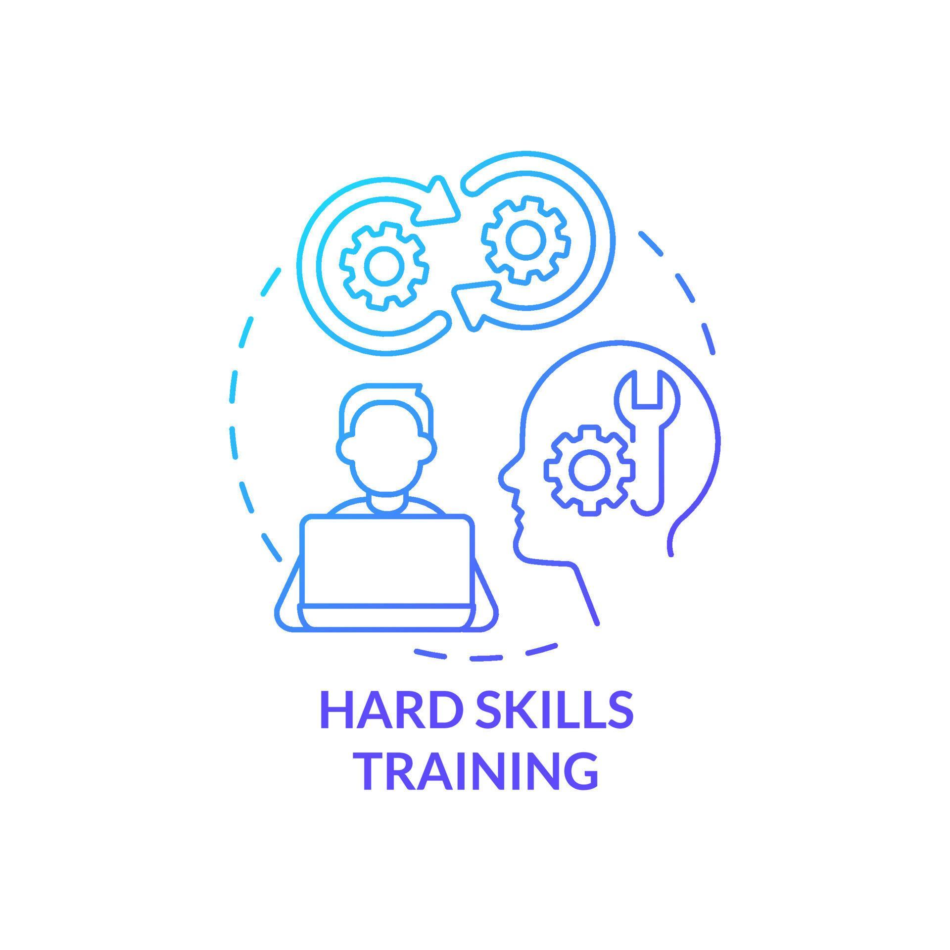 Hard skills training blue gradient concept icon. Corporate development ...