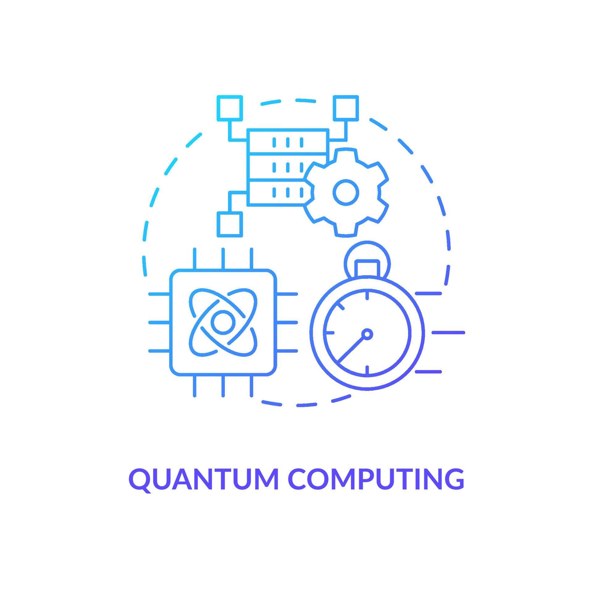 Quantum computing blue gradient concept icon. Machine learning ...