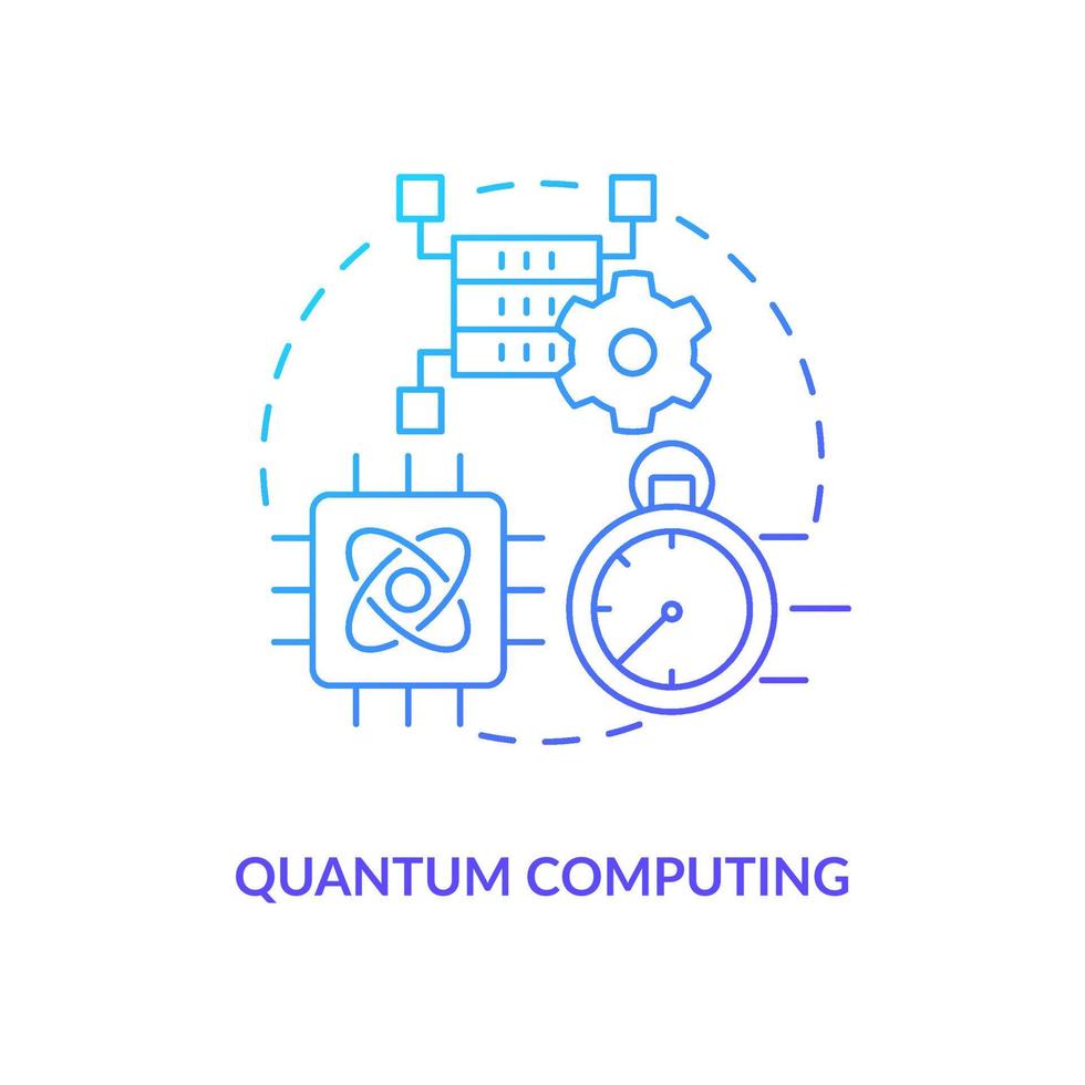 Quantum computing blue gradient concept icon. Machine learning development. Data science technology abstract idea thin line illustration. Isolated outline drawing vector