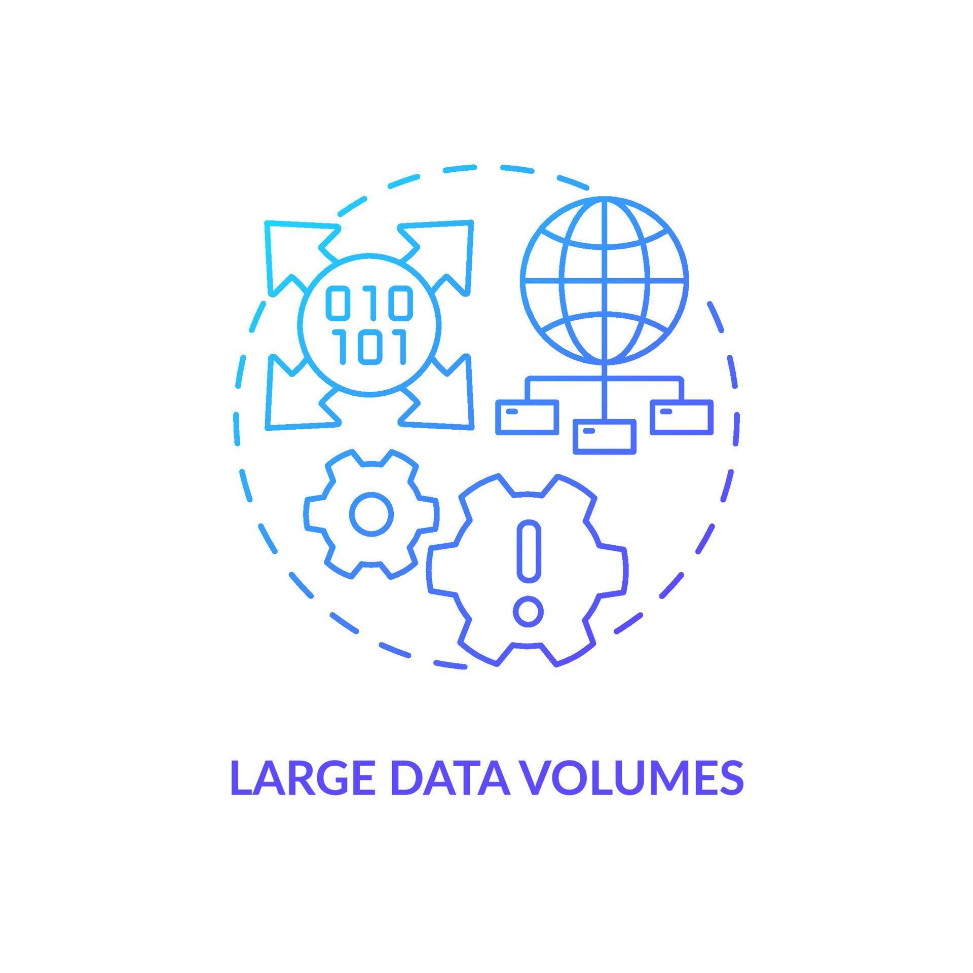Large data volumes blue gradient concept icon. Information management ...