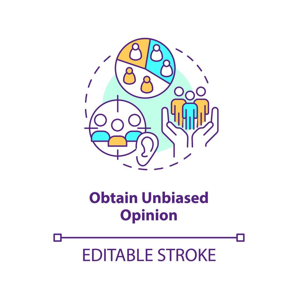 Obtain unbiased opinions concept icon. Get objective reviews. Receive users feedback abstract idea thin line illustration. Isolated outline drawing. Editable stroke vector