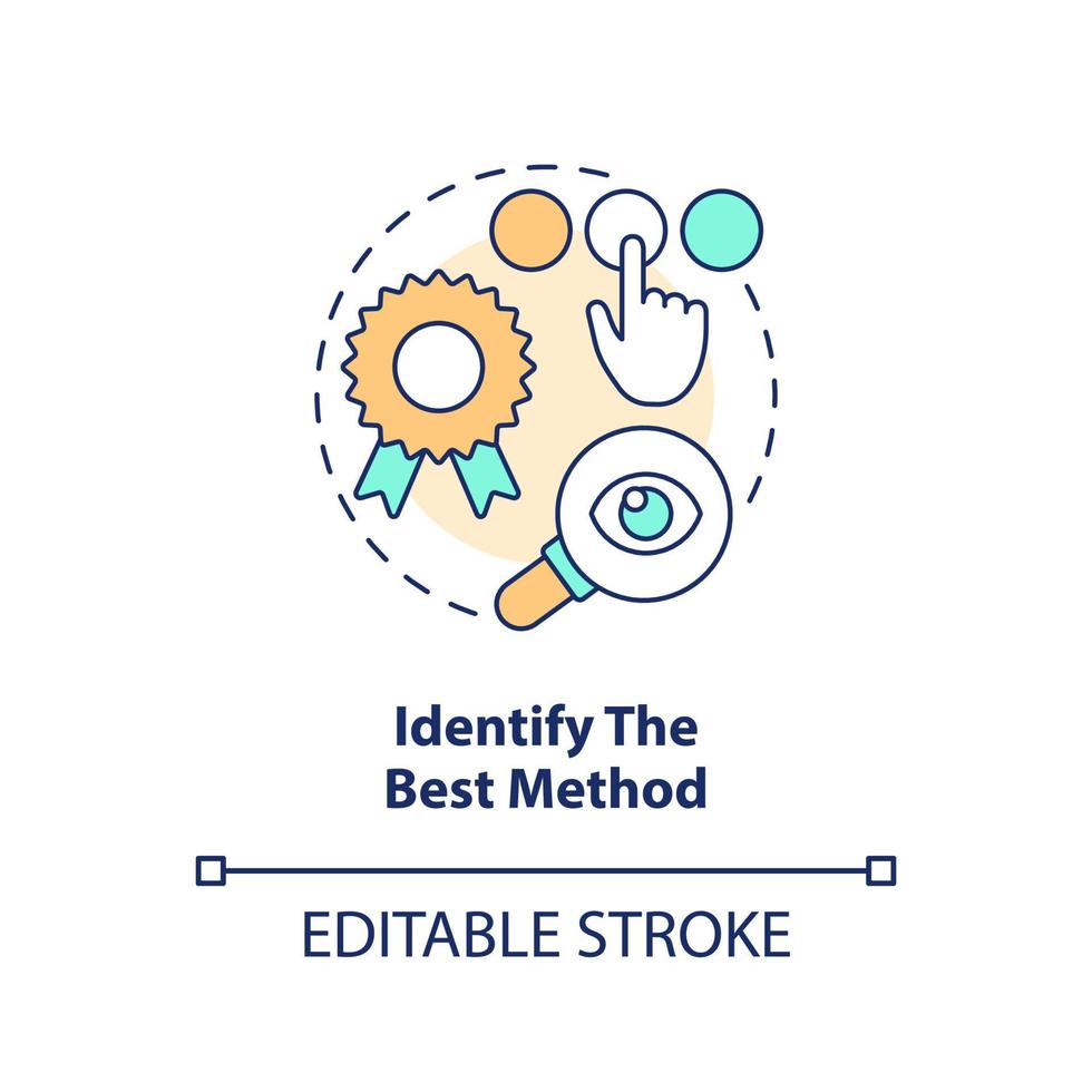 Identify best method concept icon. Most suitable usability testing type. Research abstract idea thin line illustration. Isolated outline drawing. Editable stroke vector