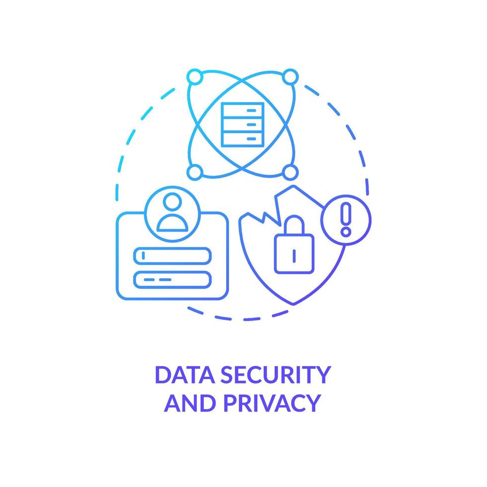 Data security and privacy blue gradient concept icon. Information protection. Datalogy challenge abstract idea thin line illustration. Isolated outline drawing vector