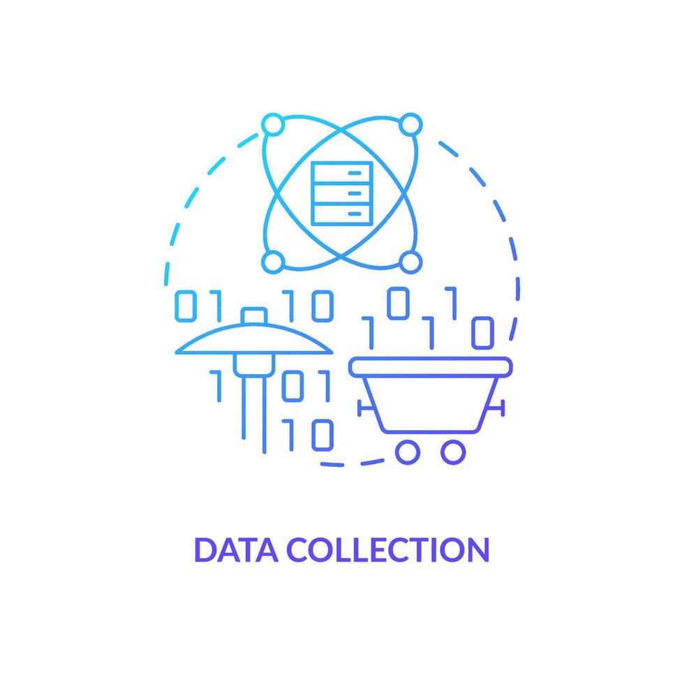 Data collection blue gradient concept icon. Digital technology. Information processing stage abstract idea thin line illustration. Isolated outline drawing vector