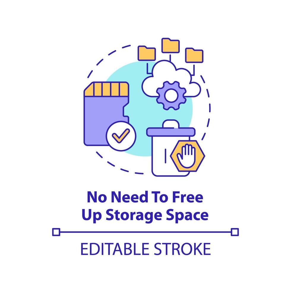 No need to free up storage space concept icon. Digital memory. Database abstract idea thin line illustration. Isolated outline drawing. Editable stroke vector