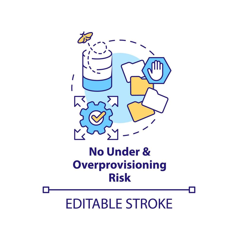 No under overprovisioning risk concept icon. Expand storage space. Digital memory abstract idea thin line illustration. Isolated outline drawing. Editable stroke vector
